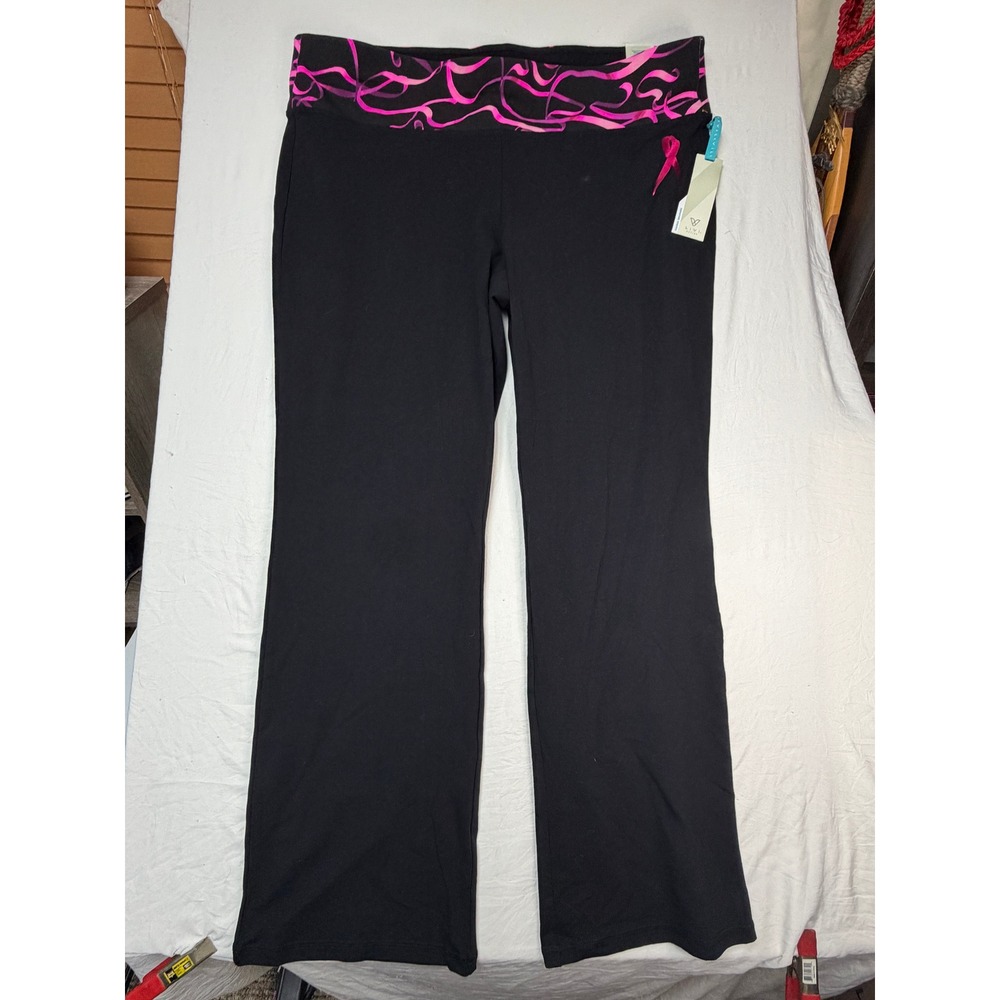 Livi Active Lane Bryant Yoga Pants 22/24 Black Pink Ribbon Signature Stretch NEW